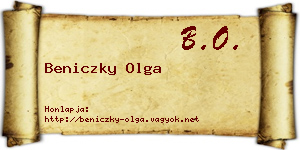 Beniczky Olga névjegykártya